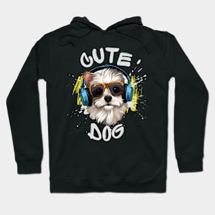 Musical Pup 2024 A Cute Dog With Headphones Art Print Rhythmic Pup Adorable Dog Music Lover Illustration Harmonic Hound Cute Dog Enjoying Beats Artwork Hoodie